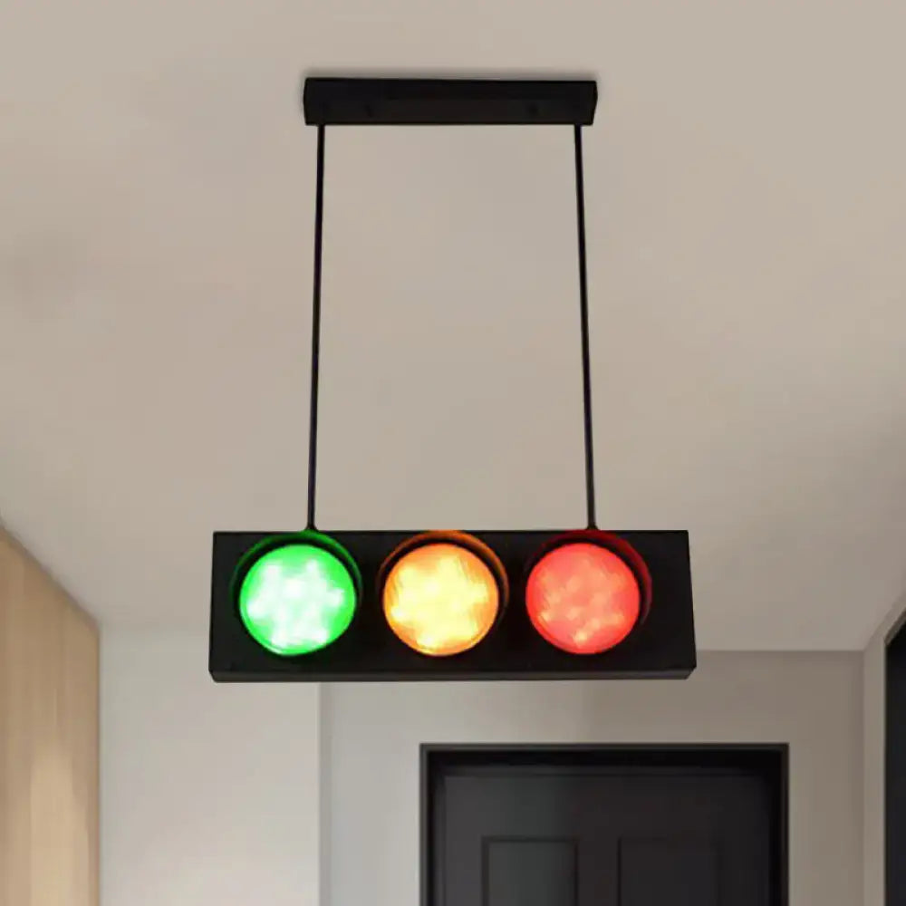 Black Traffic Light Island Lamp