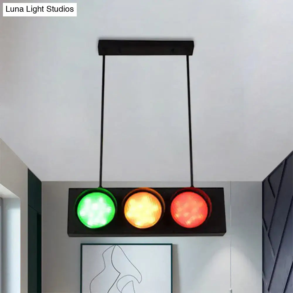 Black Traffic Light Island Lamp
