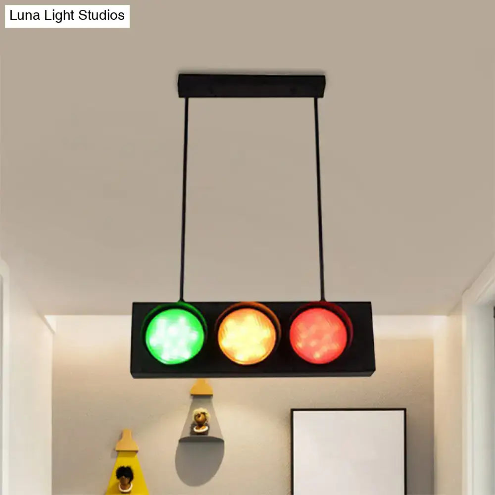 Black Traffic Light Island Lamp