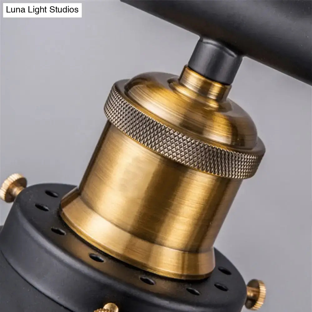 Black Pulley Cone Three-Bulb Pendant Light