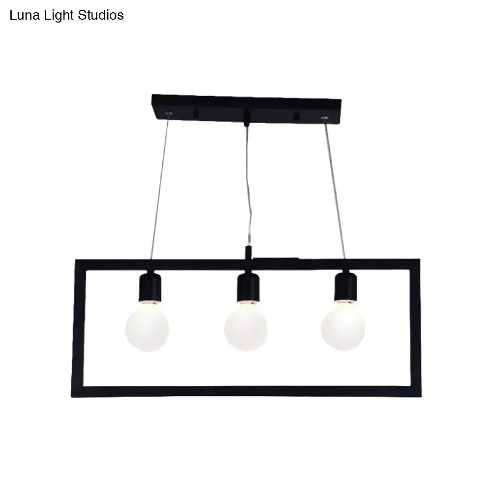 Black Metal Rectangular Five-Light Pendant