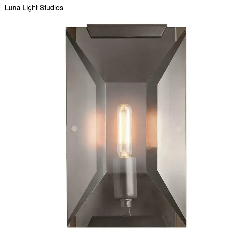 Black Metal Oblong Crystal Wall Sconce