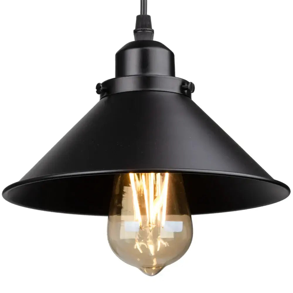 Black Industrial Pendant Light with Edison Bulb