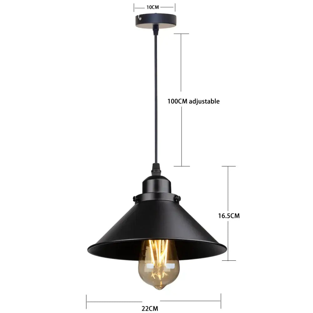Black Industrial Pendant Light with Edison Bulb