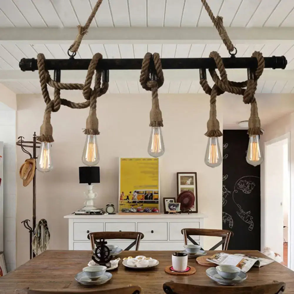 Beige Industrial Pipe Chandelier