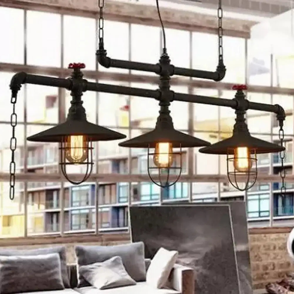Black Pipe Valve Chandelier