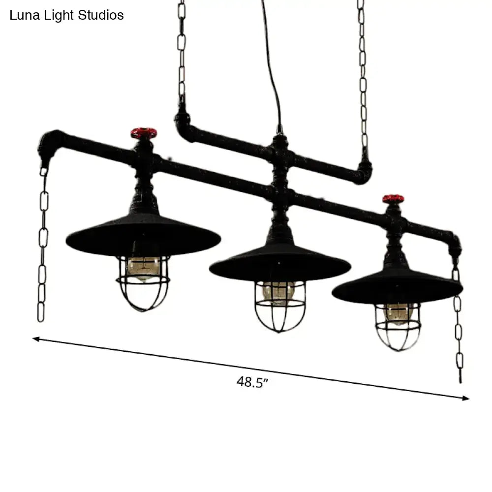 Black Pipe Valve Chandelier