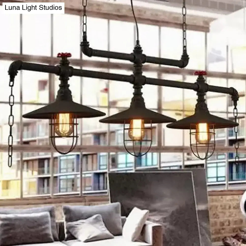 Black Pipe Valve Chandelier