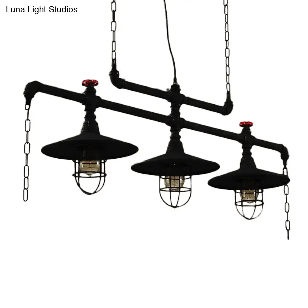 Black Pipe Valve Chandelier
