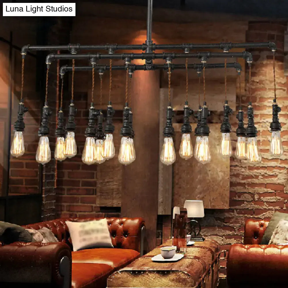 Black Pipe LED Chandelier