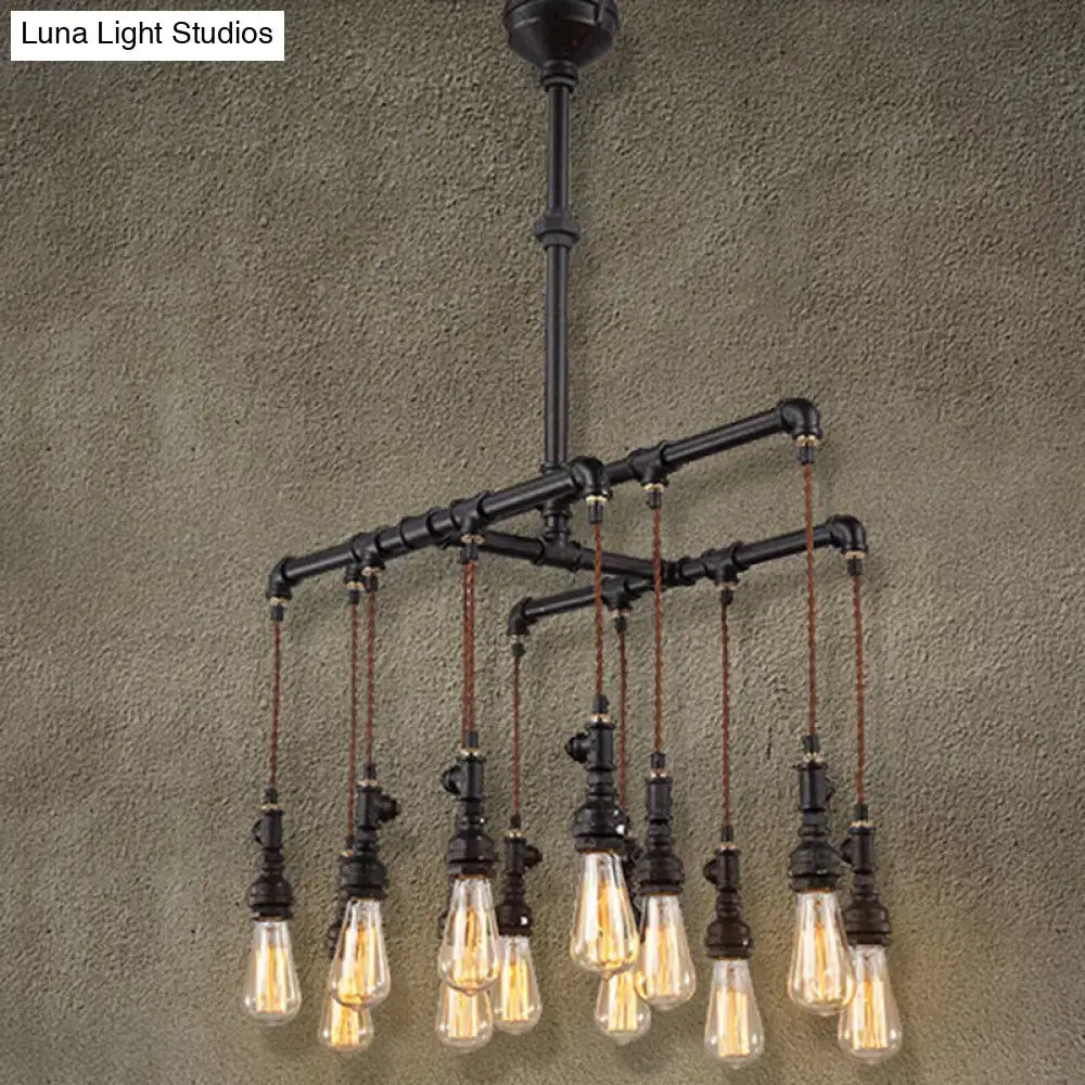 Black Pipe LED Chandelier