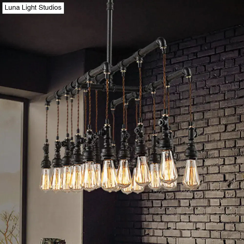 Black Pipe LED Chandelier