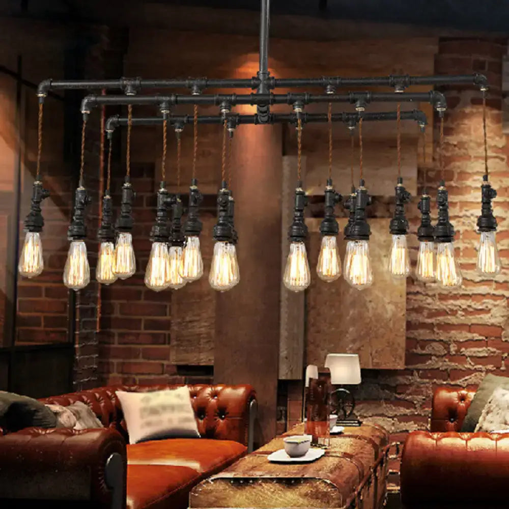 Black Pipe LED Chandelier
