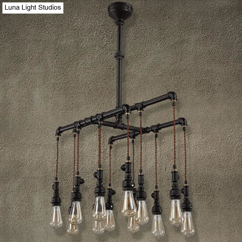 Black Pipe LED Chandelier