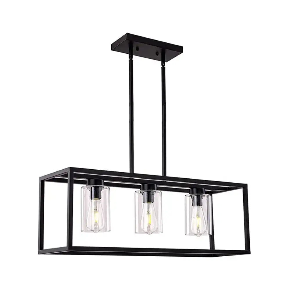 Black Glass Cylinder Pendant