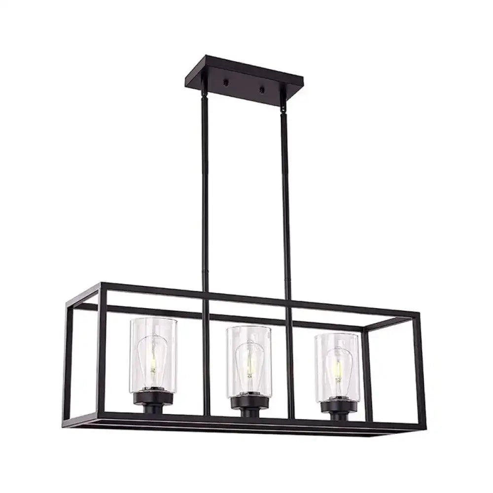 Black Glass Cylinder Pendant