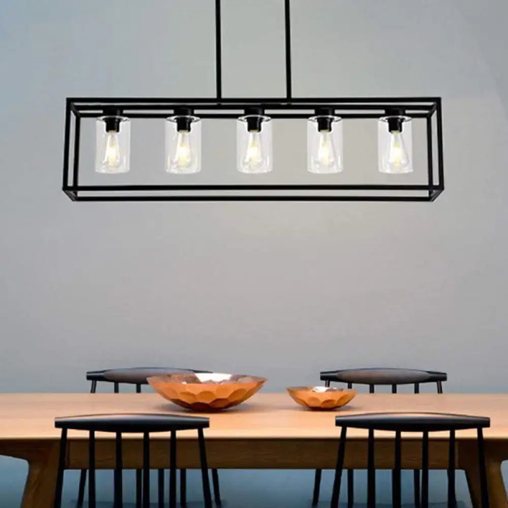 Black Glass Cylinder Pendant