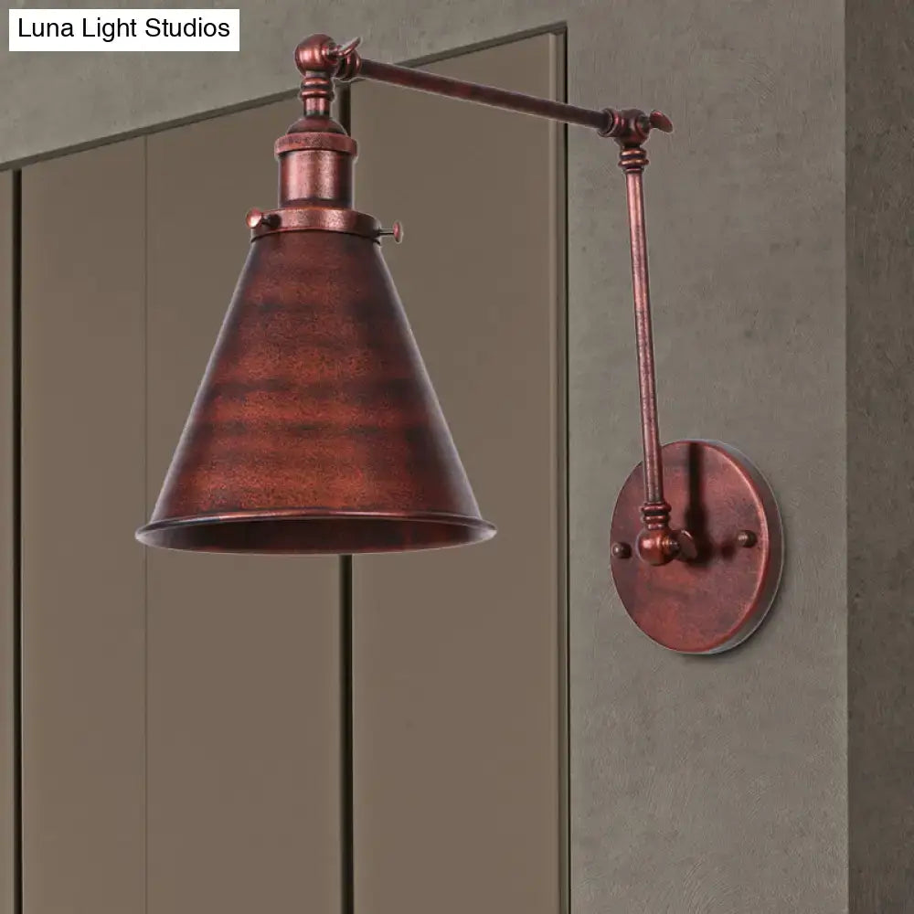 Rust Black Cone Wall Sconce