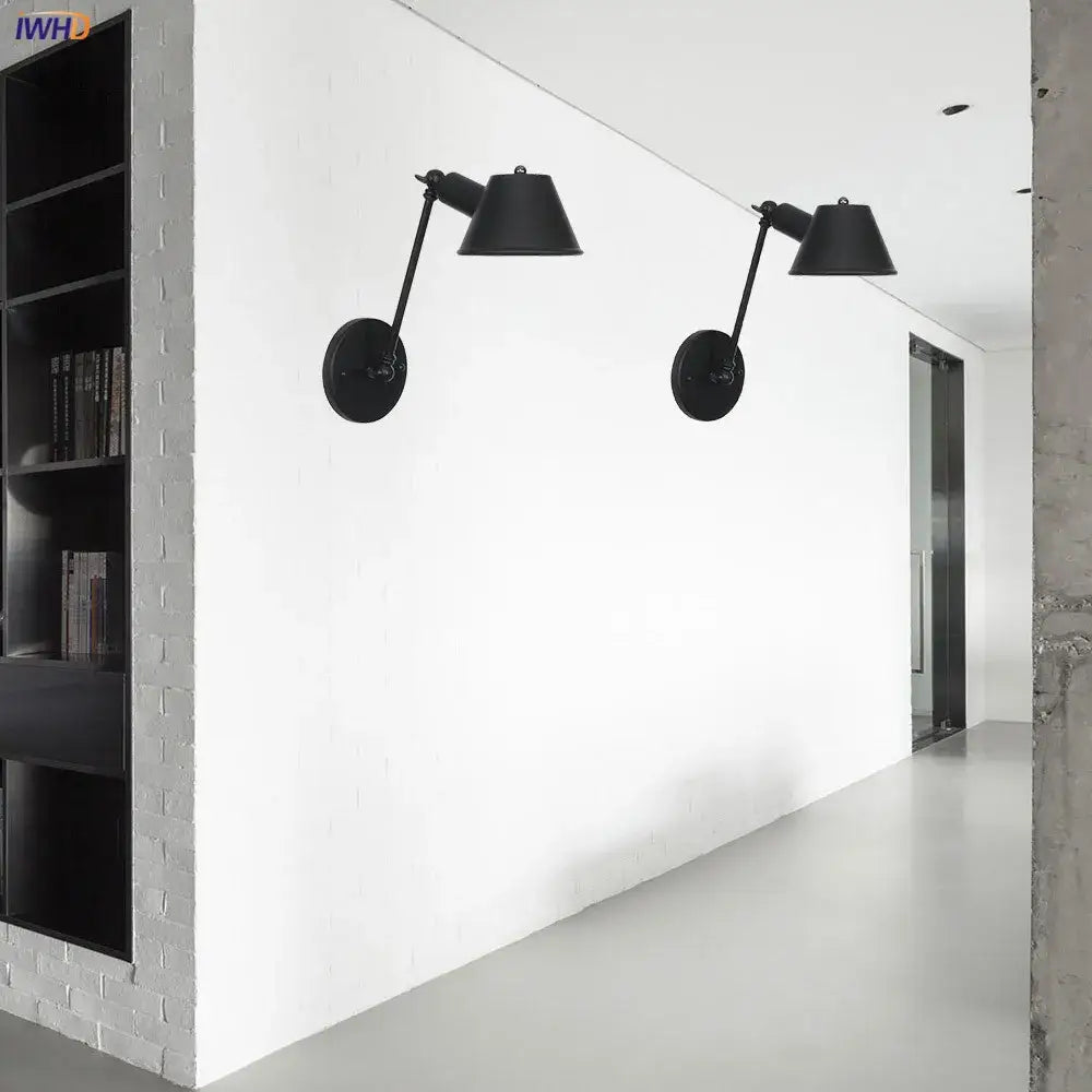 Black Swing Arm Industrial Dining Sconce