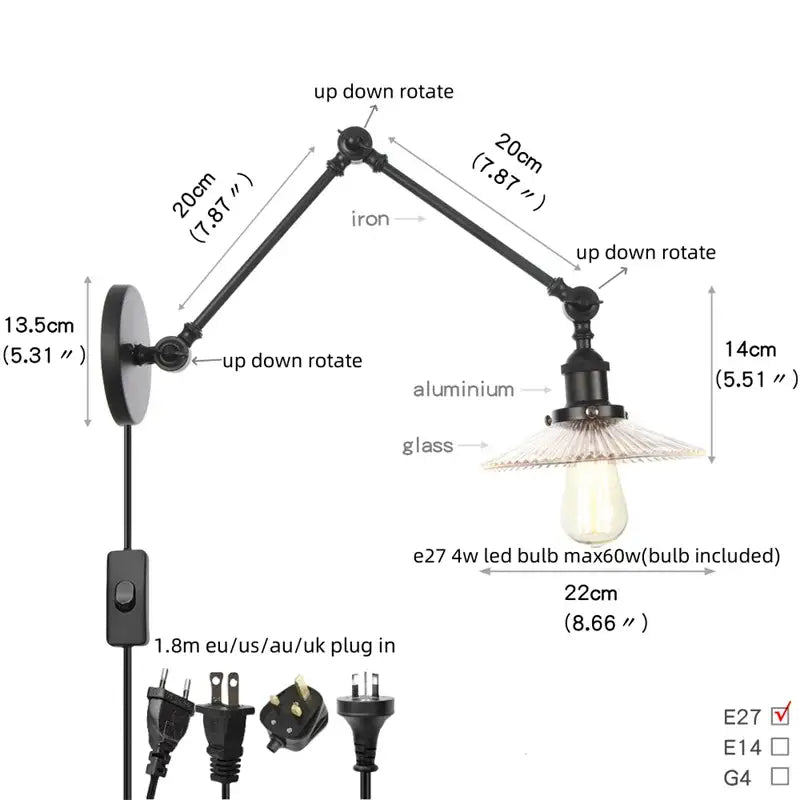 Black Faceted Glass Wall Light