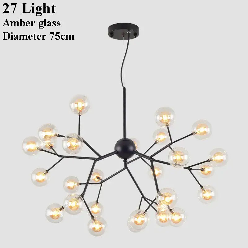 Black Firefly Glass Chandelier Up To 36 Lights