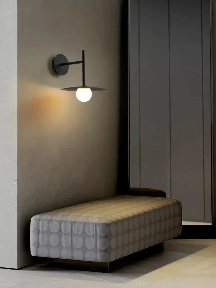 Black Minimalist Disc Wall Sconce