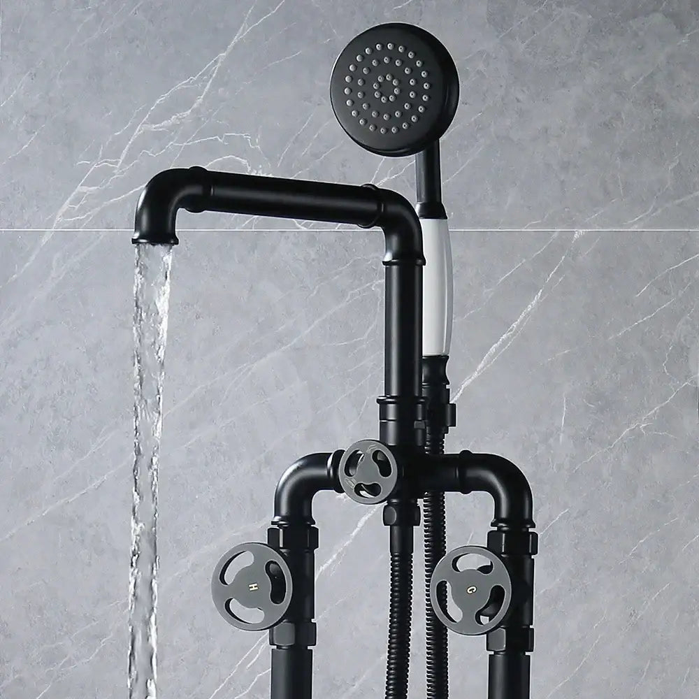 Black Dual Handle Faucet for Industrial Bathroom