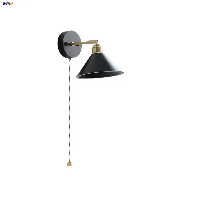 Black Wood Pull Sconce
