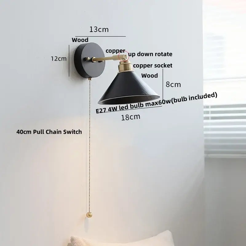 Black Wood Pull Sconce