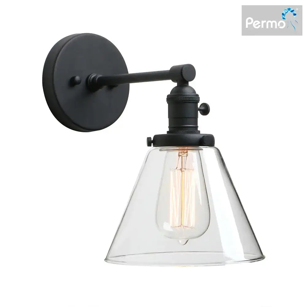 Black Iron Glass Wall Sconce