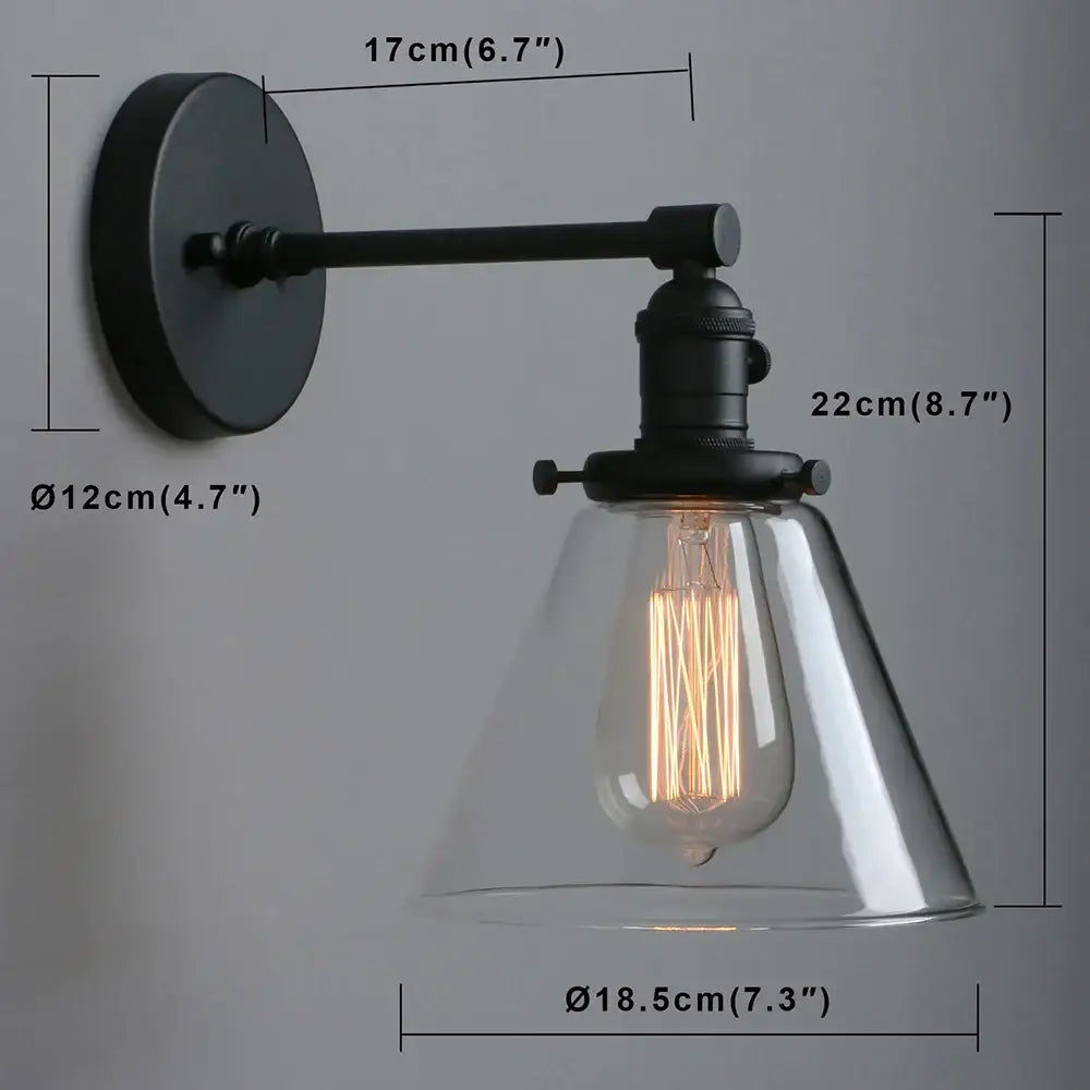 Black Iron Glass Wall Sconce