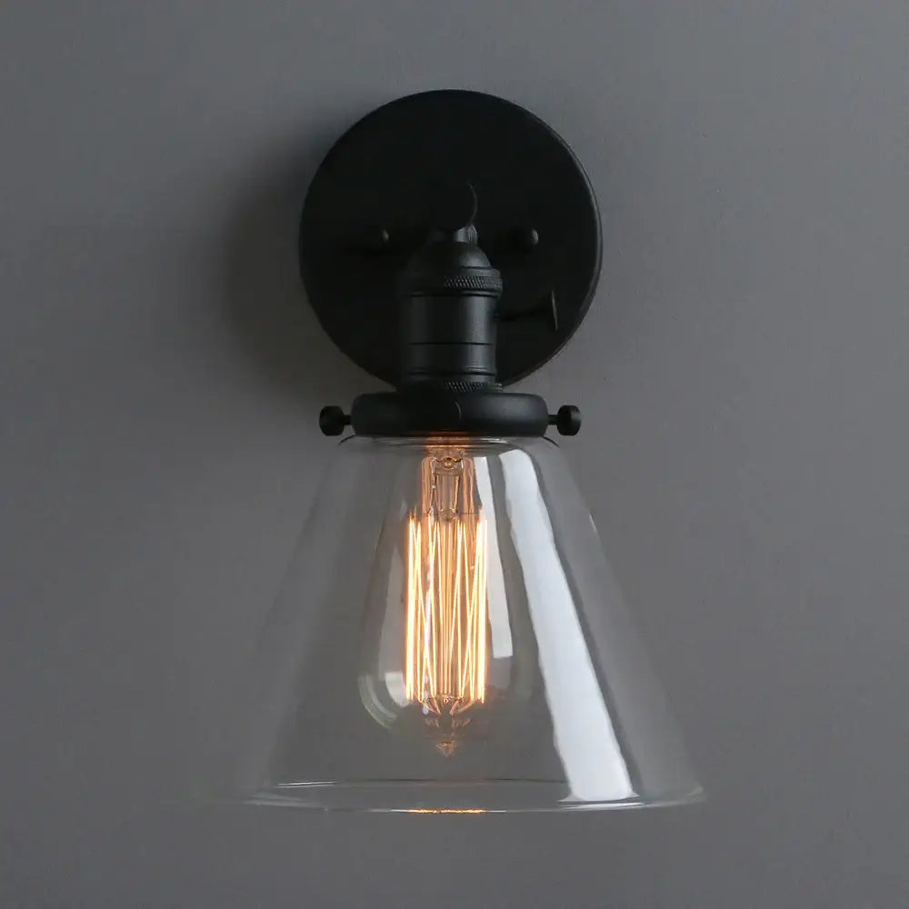 Black Iron Glass Wall Sconce