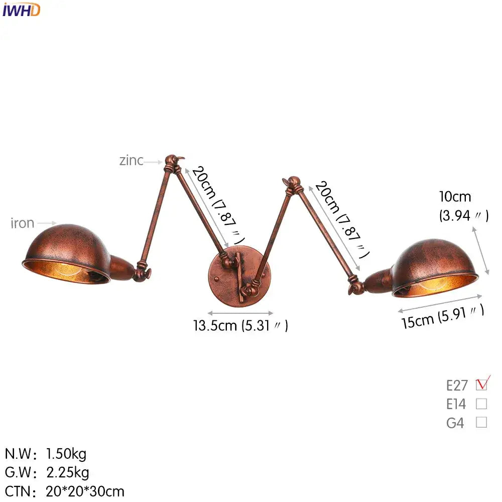 Brass Dual Head Wall Sconce