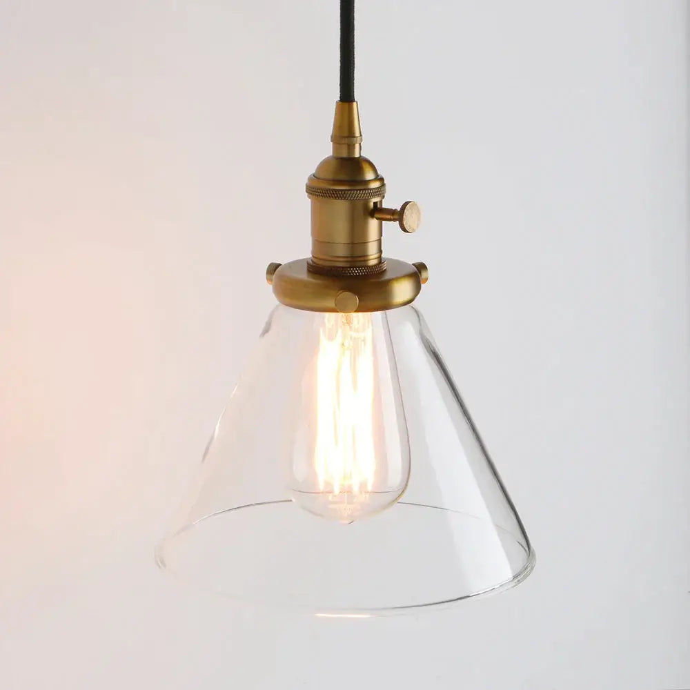 Brass Glass Funnel Kitchen Pendant Light