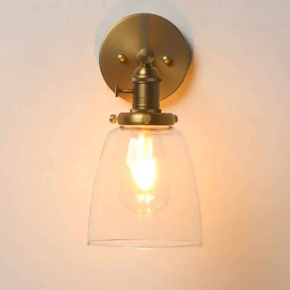 Brass Glass Wall Sconce for Kitchen and Living Area