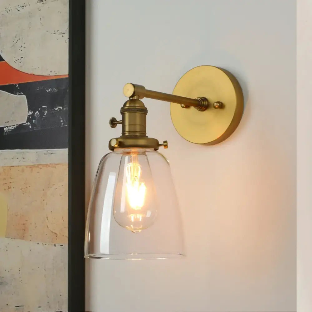 Brass Glass Wall Sconce for Kitchen and Living Area