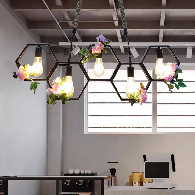 Brass Hexagonal Pendant Light