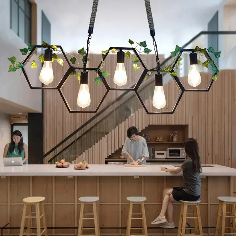 Brass Hexagonal Pendant Light