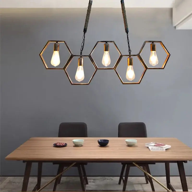 Brass Hexagonal Pendant Light