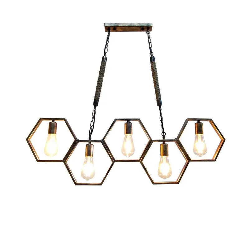 Brass Hexagonal Pendant Light
