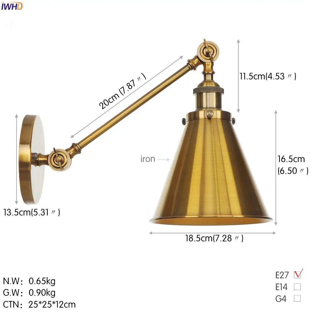 Brass Long Arm Wall Light