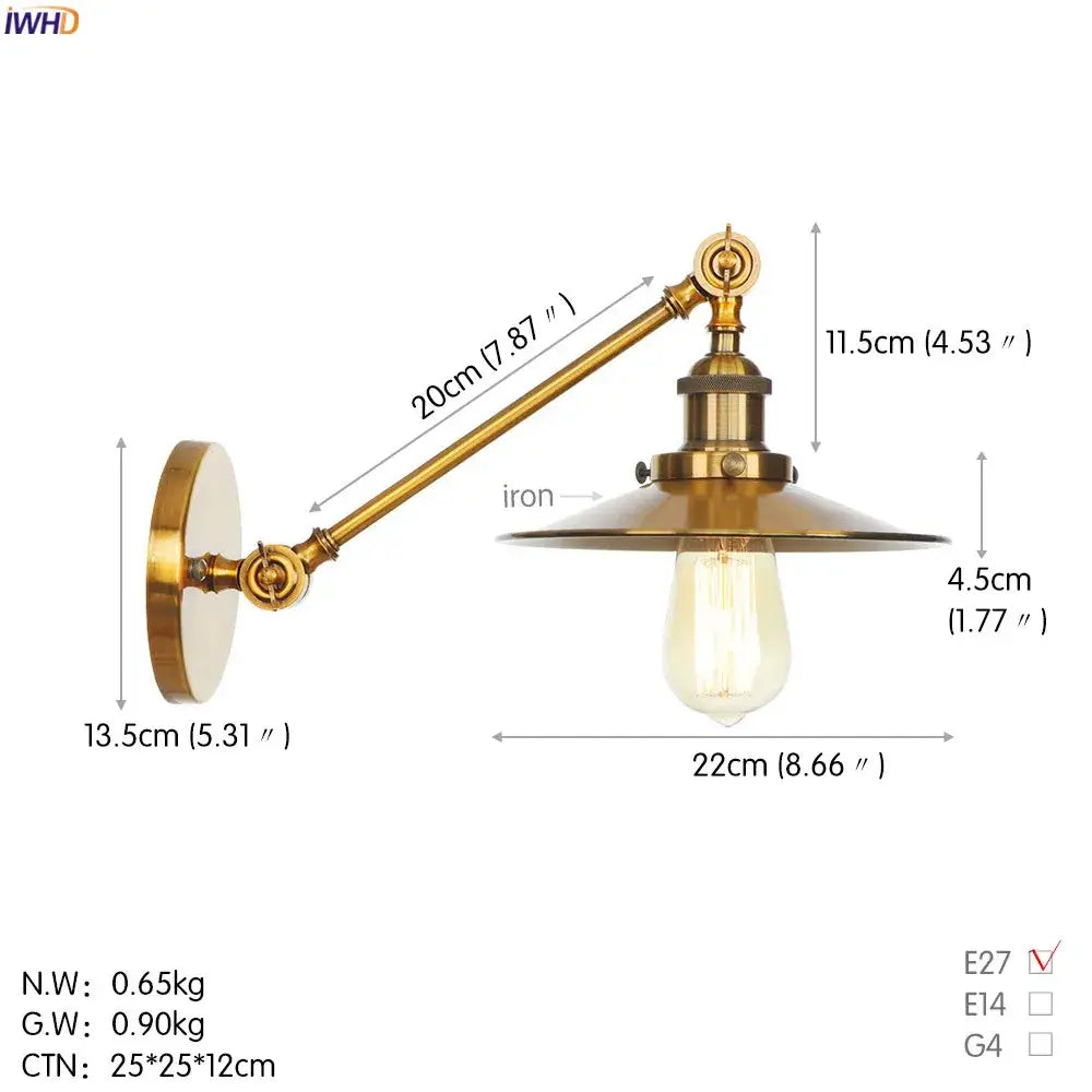 Brass Long Arm Wall Light