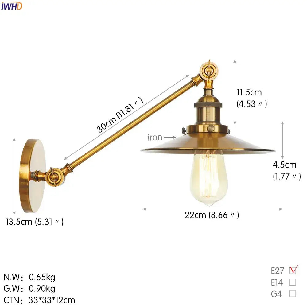 Brass Long Arm Wall Light