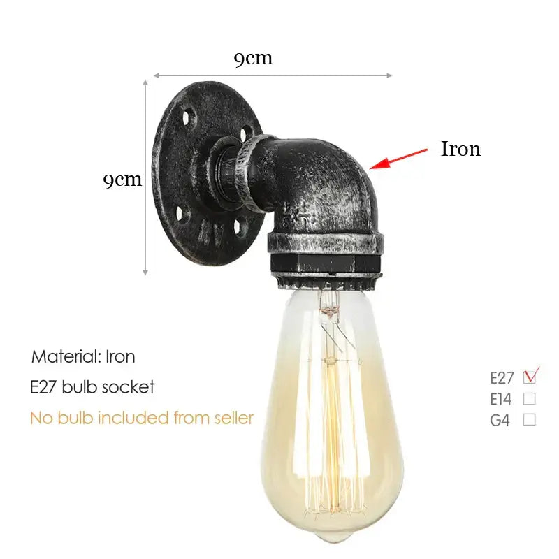 Brass Pipe Wall Sconce with Vintage Design