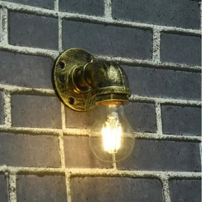 Brass Pipe Wall Sconce with Vintage Design