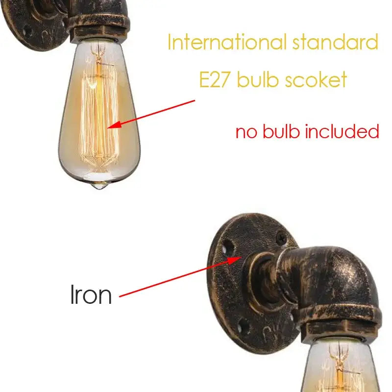 Brass Pipe Wall Sconce with Vintage Design