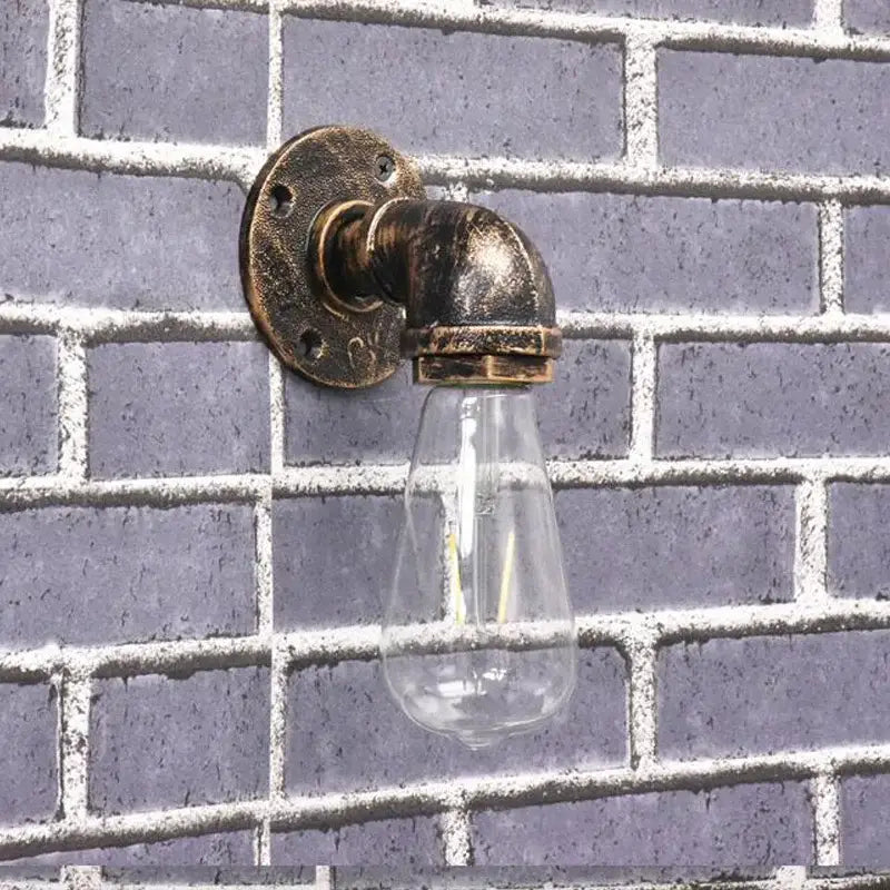 Brass Pipe Wall Sconce with Vintage Design