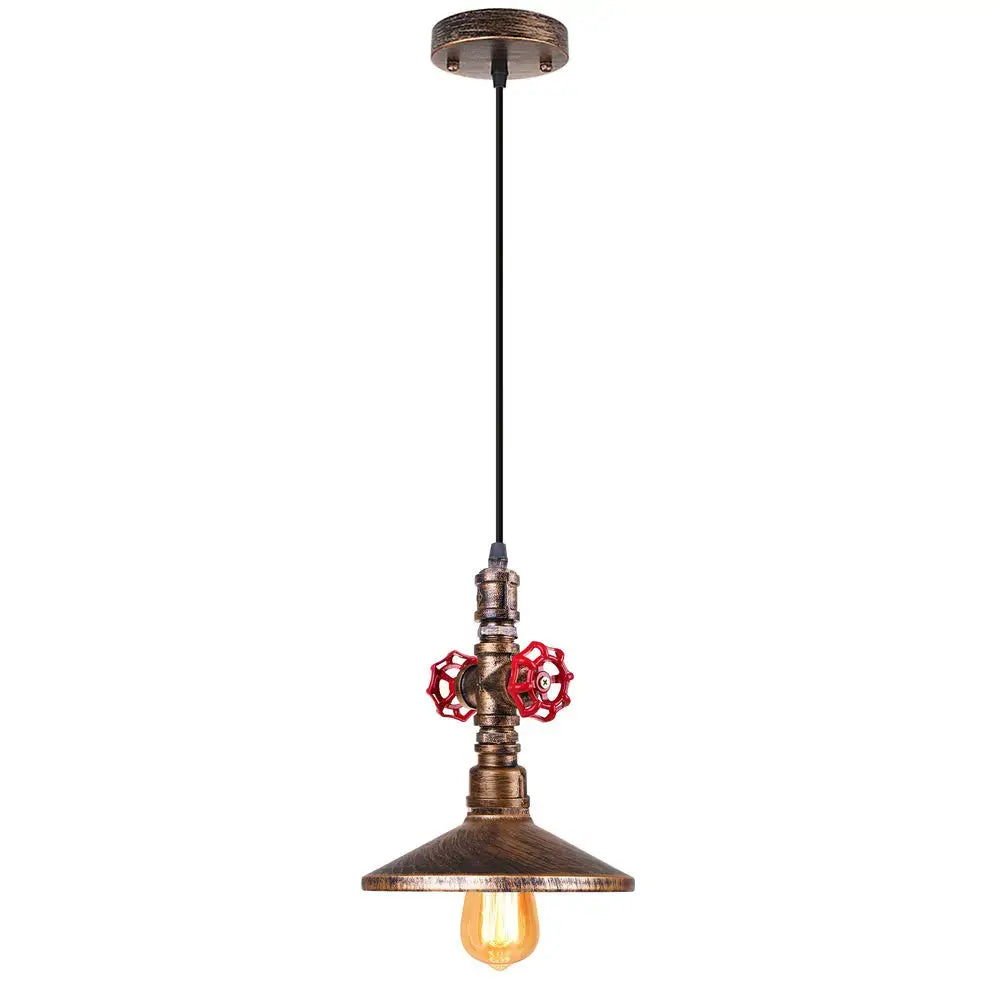 Bronze Water Pipe Pendant with Retro E27 Design