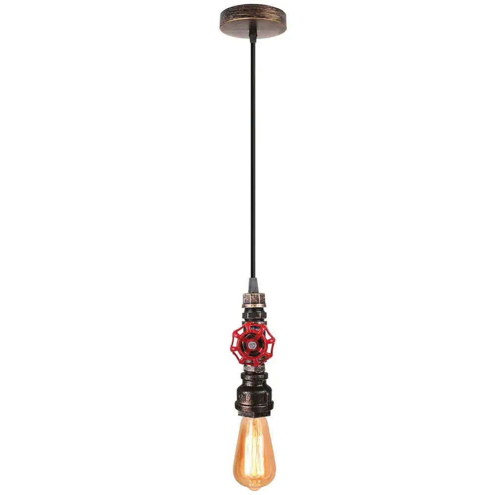 Bronze Water Pipe Pendant with Retro E27 Design