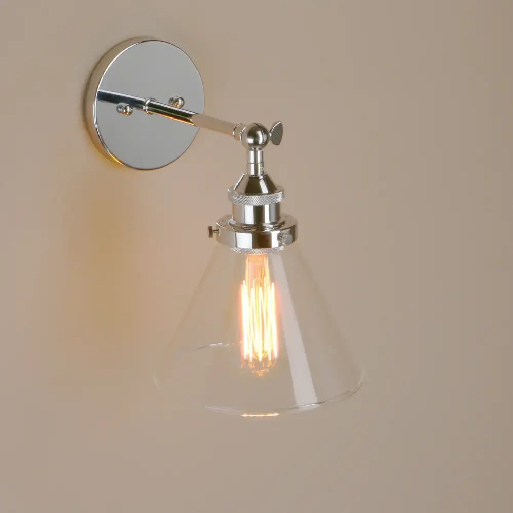 Chrome Glass Antique Bathroom Wall Sconce